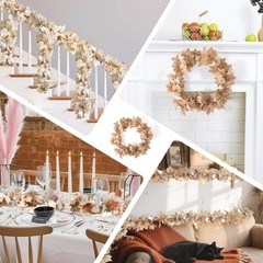 2PCS 5.6FT Neutral Fall Garland,Artificial Maple Leaves White Garland with Pu…