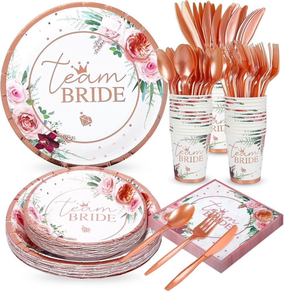 Bridal Shower Party Disposable Tableware Set (Plates, Cups, Napkins, Utensils)