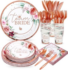 Bridal Shower Party Disposable Tableware Set (Plates, Cups, Napkins, Utensils)