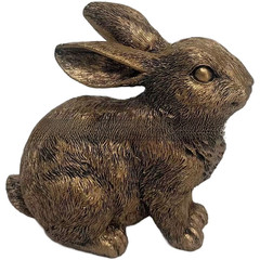 Resin Rabbit Statue with Retro Copper Finish for Spring Themed Room Decor