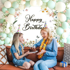 Avezano Floral Birthday Backdrop for Girls Spring Butterfly Happy Birthday Photo