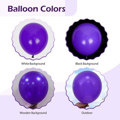 Premium Dark Purple 12″ Latex Balloons (50 Pack) with Ribbon for Party Decor