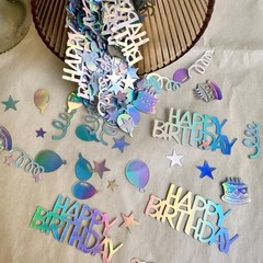 300 PCS Happy Birthday Iridescent Glitter Confetti Table Cake Party Decor