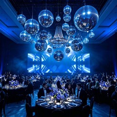 Yescom 8PCS Sapphire Blue Disco Ball Set 7″/12″/16″/20″/24″ Party Weddings Clubs