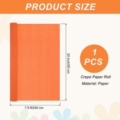 1 PCS Orange Red Crepe Paper Roll 7.9 Ft Long 20 Inch Wide Streamers Party
