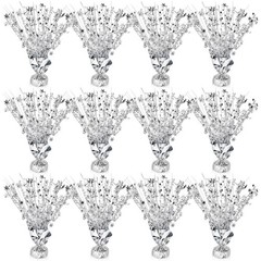 12 PCS Silver Glitter Metallic Foil Spray Star Burst Table Centerpiece Decor