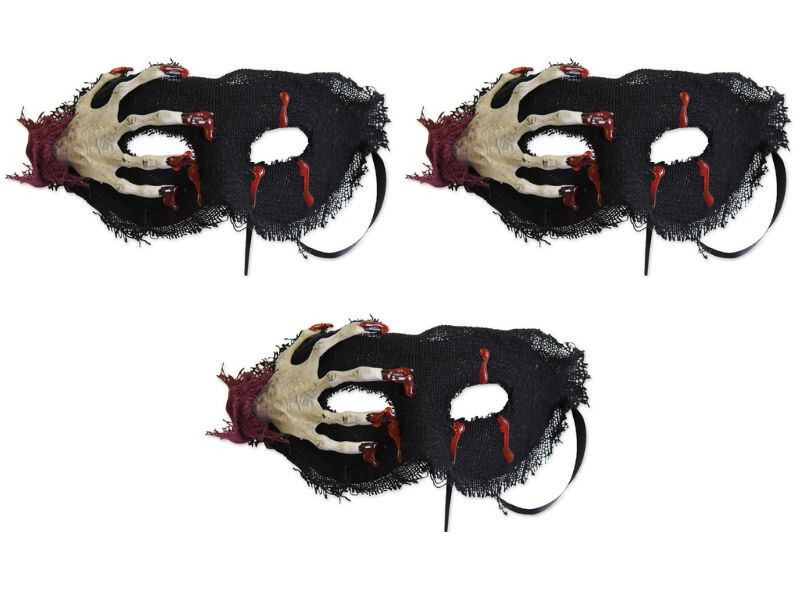 Skeleton Hand Mask Set of 3 Halloween Masquerade Costume Prop Party Ball Horror