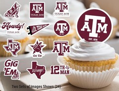 Texas A&M Cupcake Topper Party Supplies for Football, Birthday, Graduation Pa…