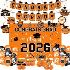 2026 Graduation Decorations Set – Congrats Grad Banner, Balloons & Centerpieces