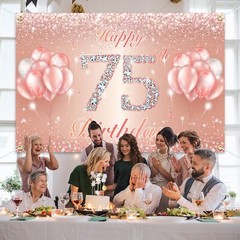 75th Birthday Party Banner Decor for Anniversary Birthday Photo Booth Backdrop