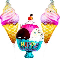 Pack of 3 Ice Cream Balloons Set – 37 Inch Ice Cream Party Decorations US