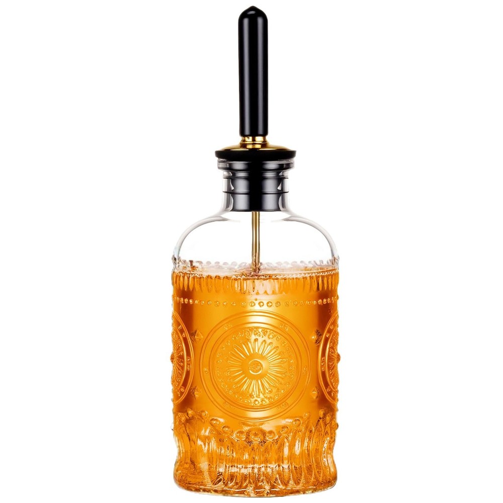 1pcs Glass Coffee Syrup Dispenser Bottles 7 OZ, Simple Syrup Bottles with Met…