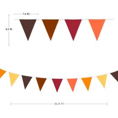 32Ft Fall Banner Decorations Triangle Flag Fabric Pennant Garland Bunting for…