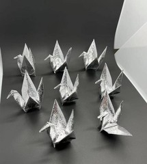 100PCS Iridescent Premade Origami Paper Cranes Folded 1000 Japanese Cranes Mo…