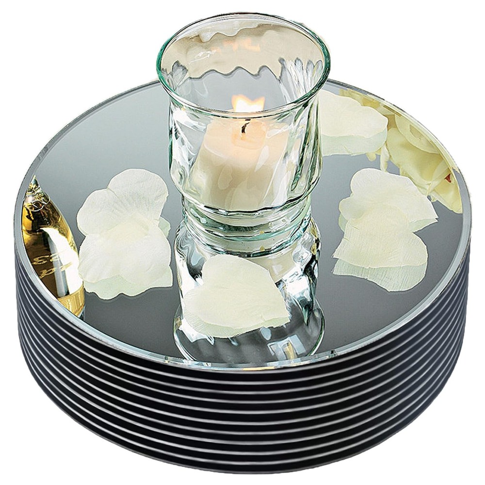 10 Pack 8″ Round Mirror Centerpieces For Tables Acrylic Circle Candle Plate