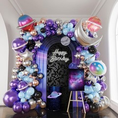 Galaxy Space Balloon Garland Kit 140pcs purple blue black Outer Space Astrona…