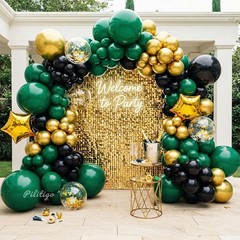 Double Dark Green Black Gold Balloon Arch Kit – 104Pcs Emerald Green Balloon …