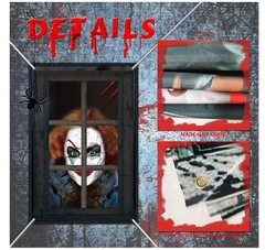 Halloween Window Decorations /Scary Spooky Clown Window Backdrop/party Decor