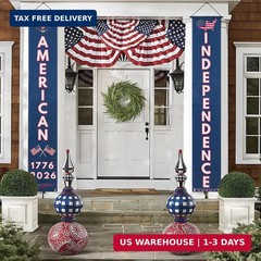 250th Anniversary Banners 2pk for Porch, 4th of July Decorations Outdoor | 250 y
