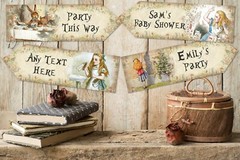 4 Alice in Wonderland Personalised Arrows Signs Any Occasion Birthday BabyShower