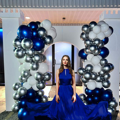 Chrome Blue Double-Stuffed Balloons Different Sizes 52 PACK 18+10+5 Inch Metalli