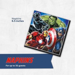 Avengers Disposable Birthday Party Plates, Napkins, Sticker (32 Place Settings)