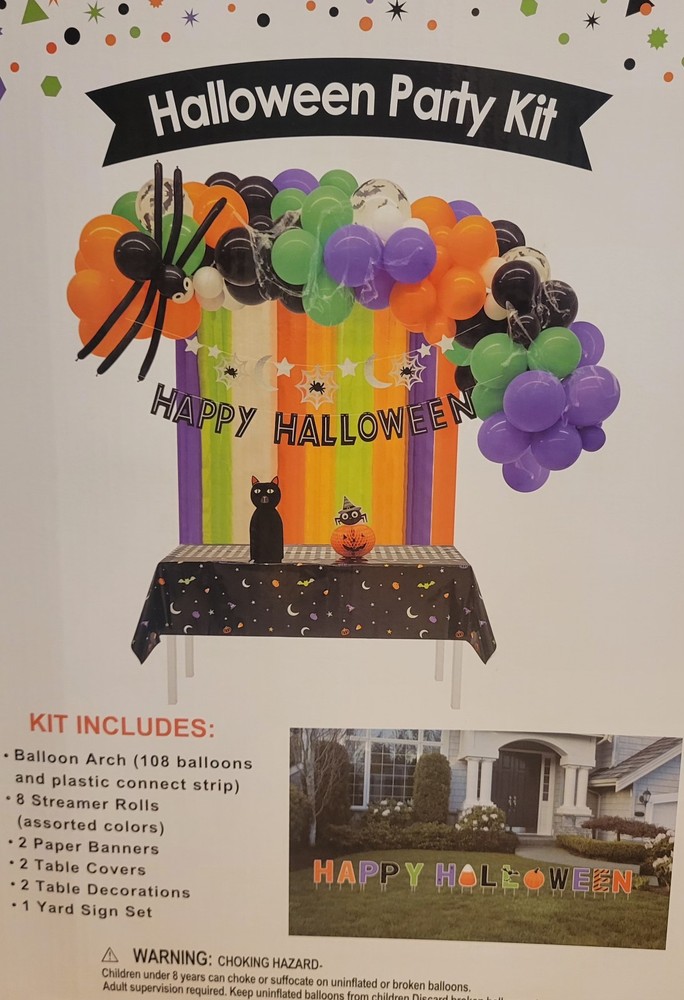 Halloween Party Kit 108 Balloon Arch Yard Sign Table Covers Table Toppers