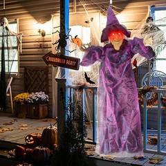 Life Size Hanging Talking Witch – Animated Halloween Witch with Sound Activation