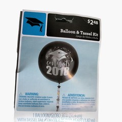 Graduation Balloon Tassel Black Silver 36 in Streamers Open house