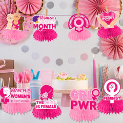 Womens History Month Decorations Honeycomb Centerpieces, 12Pcs Womens Month Deco