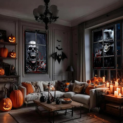 Halloween Decorations Blood Skeletons Scary Horror Window Poster 2PCS 32″ X 47″