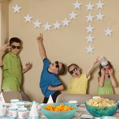 100 PCS Glitter Silver Five Star Cutouts Paper Bulletin Board Craft Decor