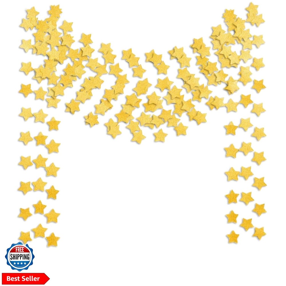 6 Pcs Gold Glitter Star Paper Garland Twinkle Bunting Banner Hanging Decorati…