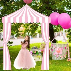 Pink Circus Party Awning Carnival Theme Decorations Circus White and Pink Stripe