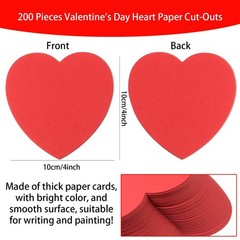 200 Pieces Hearts Cutouts Paper Heart Shapes 4 Inch Red Heart Shape Paper Cut…
