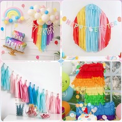 12 PCS Pastel Rainbow Crepe Paper Streamers Party Decor 1.8 Inch x 82 Feet