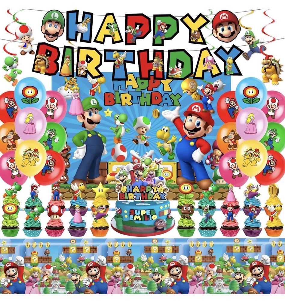 Mario Theme Birthday Party Supplies Set –