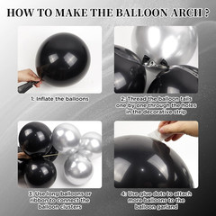 147-Piece Black and Silver Balloon Garland Kit for Celebrations and Events