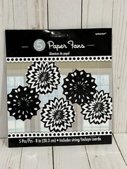 Chevron Polka Dot Modern Theme Party Decoration Paper Fans Black and White New