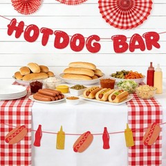 Festive Hotdog Bar Banner Set – Ideal Decorations for Kids & Adult Parties