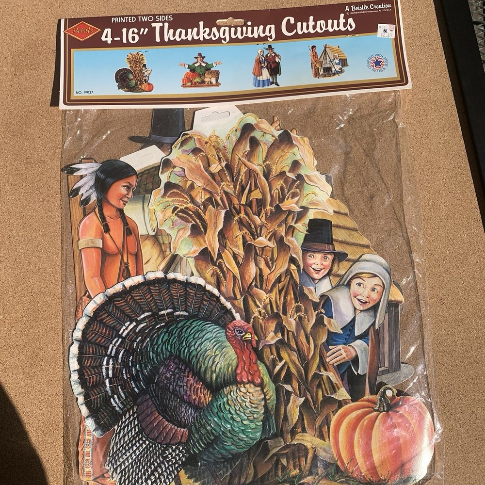 4-16″ Cutouts 2 Side Thanksgiving Beistle 4 Asst Decorations 1990 NOS