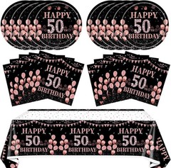 41Pcs 50th Birthday Decorations for Women,Rose Gold Black 1976 Party Supplies Ki