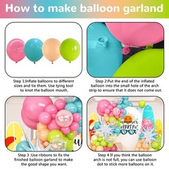 Summer Tropical Balloon Arch Garland Kit Iridescent Star Balloons and Transpa…