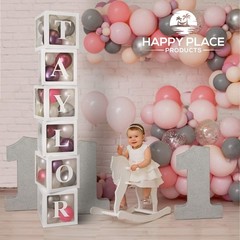 Balloon Boxes with Letters – 6 White Baby Shower Balloon Boxes, Baby Shower B…