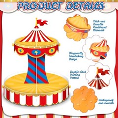 Carnival Circus Cupcake Stand Party Decorations with 24 Cake Decorations Circ…