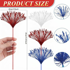 Dingion 12 Pack 4th of July Tree Decorations Red White and Blue Flowers Patrioti
