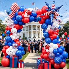 168pcs Red White and Blue Balloon Garland Arch Kit,Patriotic Decorations