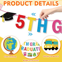 5Th Grade Graduation Decorations Banner, Elementary Graduation Party Decor, Colo