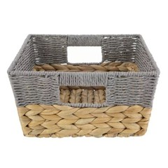 Better Homes & Gardens Small Storage Basket with Handles, Gray and Natural