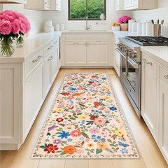 Runner Rug for Entryway: 2×6 Kitchen Rugs Non Slip 2′ x 6′ (Runner), Beige